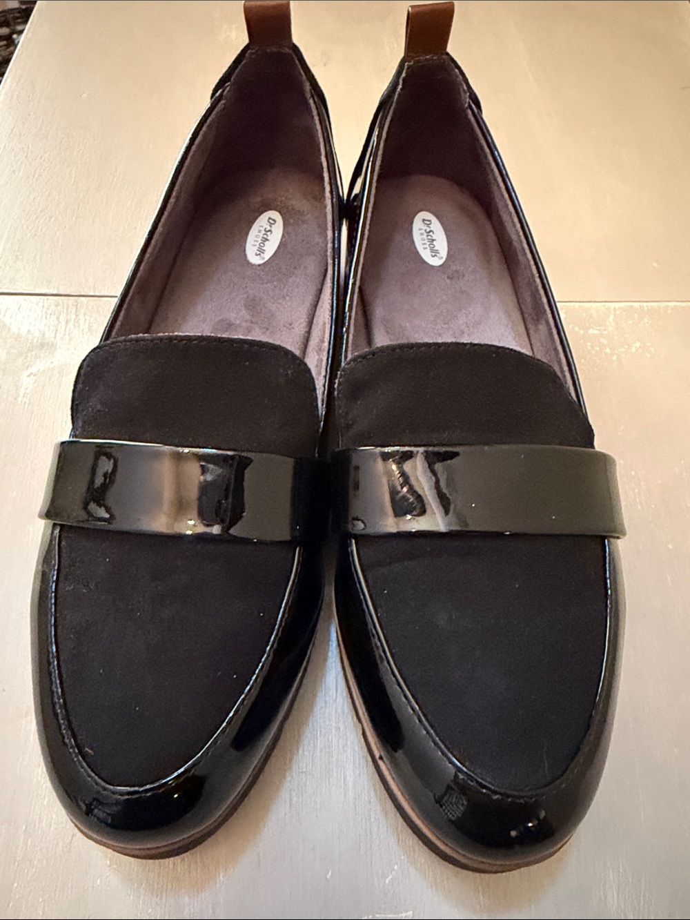 Dr. Scholl's Black Patent and Suede Loafers